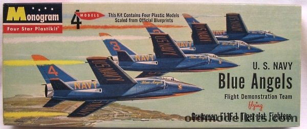 Monogram 1/101 F-11F (F11F) Tiger Blue Angels - 4 Aircraft with Special Stand - Four Star Issue, PA29-98 plastic model kit